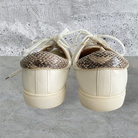 H&M White Gold Women Snakeskin Low Top Drawstring Sneaker Leather SZ 8.5 - Picture 7 of 10